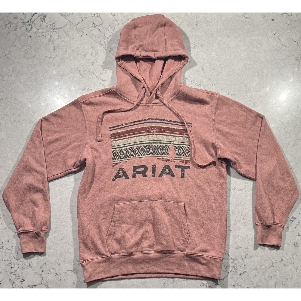 Ariat Real Hoodie Womens Small Mauve Pink Dusty Rose Southwest Graphic Pullover